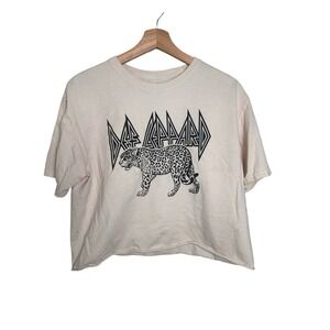 Def Leppard Crop Top Shirt L Band Rock Grunge Punk Metal Music Tour Womens READ